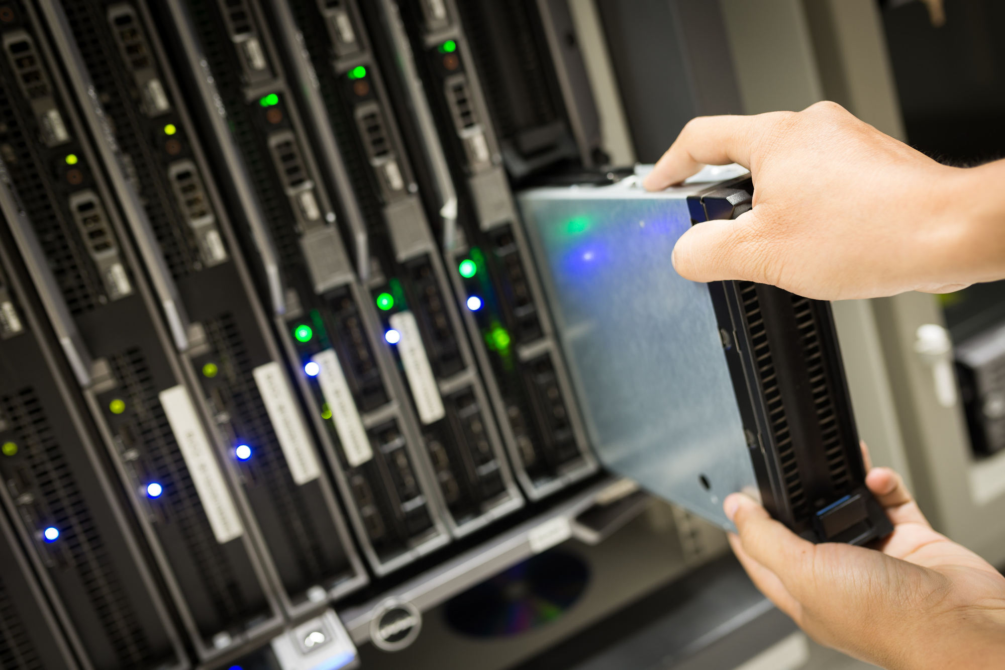 Technician interaction with a server data rack
