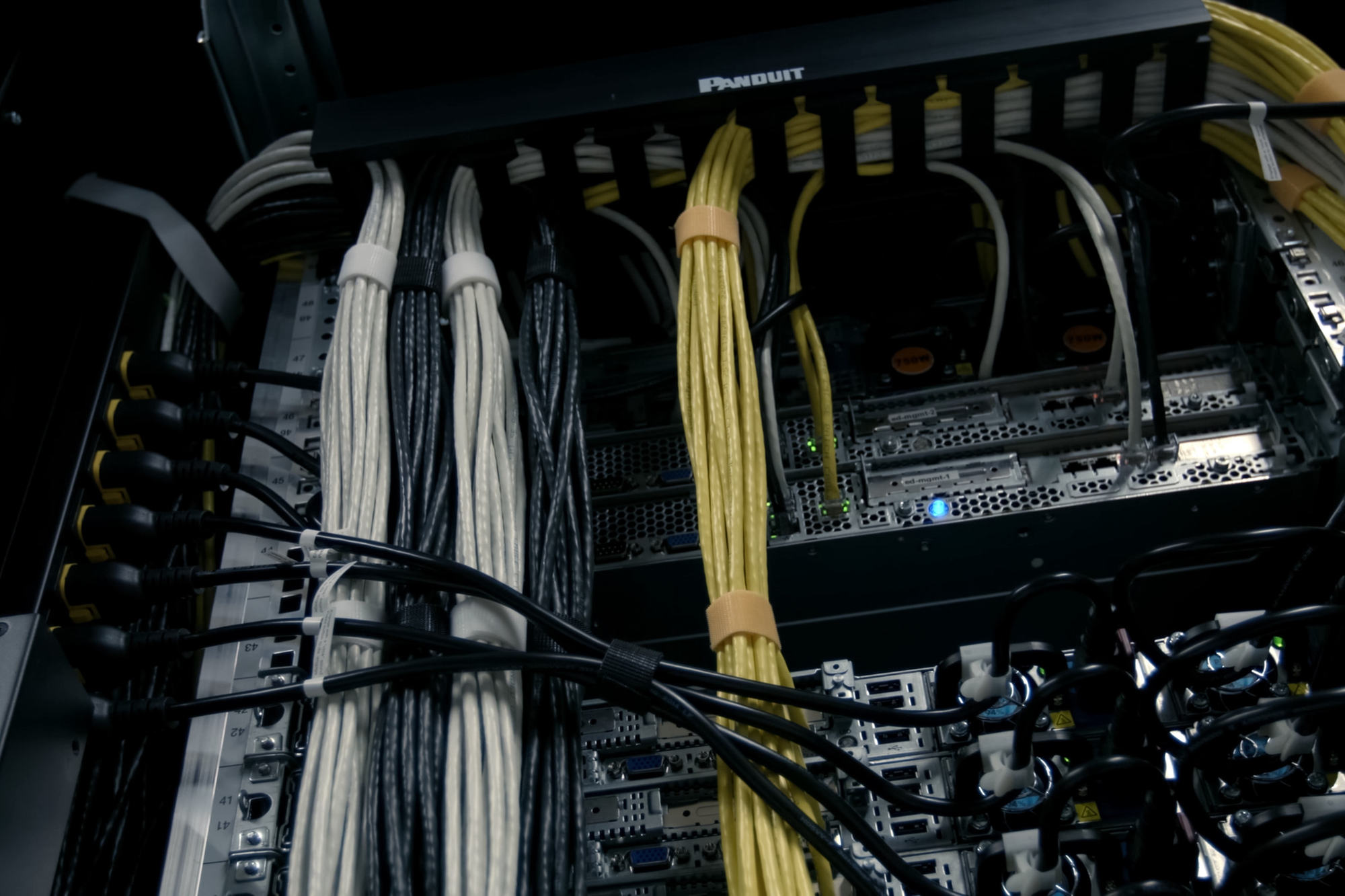 Connections of internet cables with servers